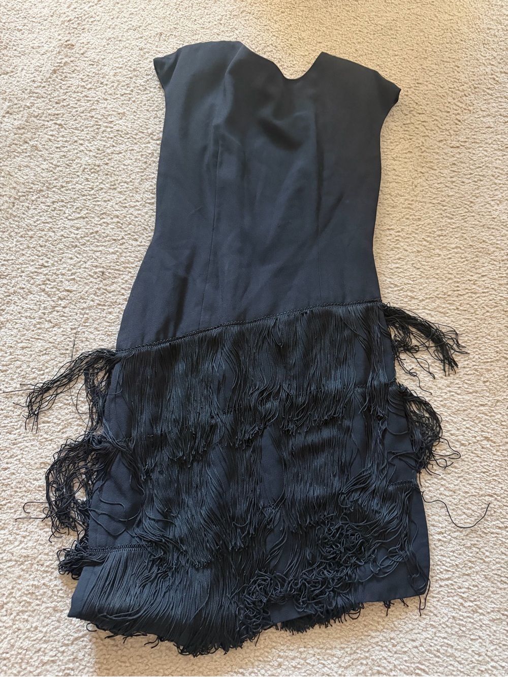 Black Fringe Mini Dress - Sleek Evening Style